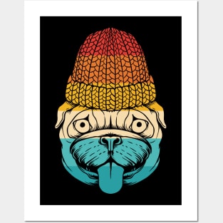 Dog Retro Pug Hat Posters and Art